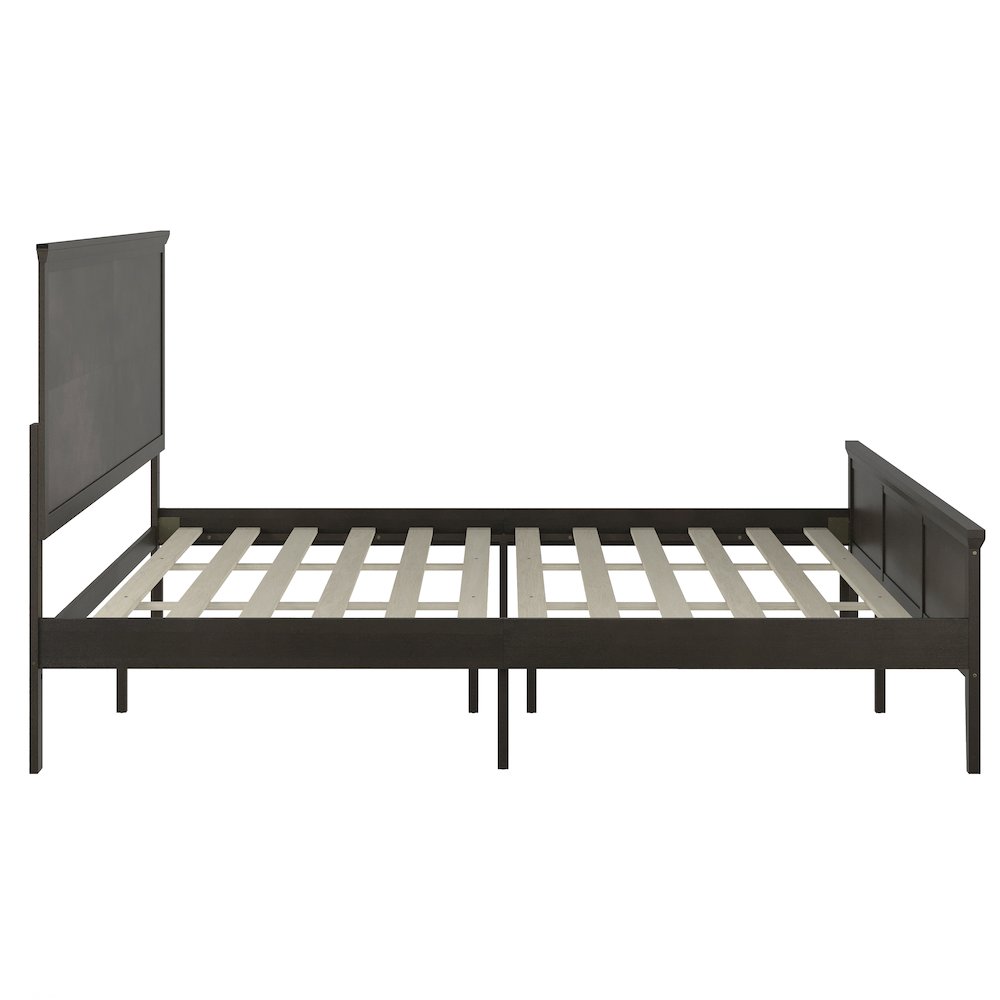 King Size Solid Wood Platform Bed Frame, Dark Gray. Picture 9