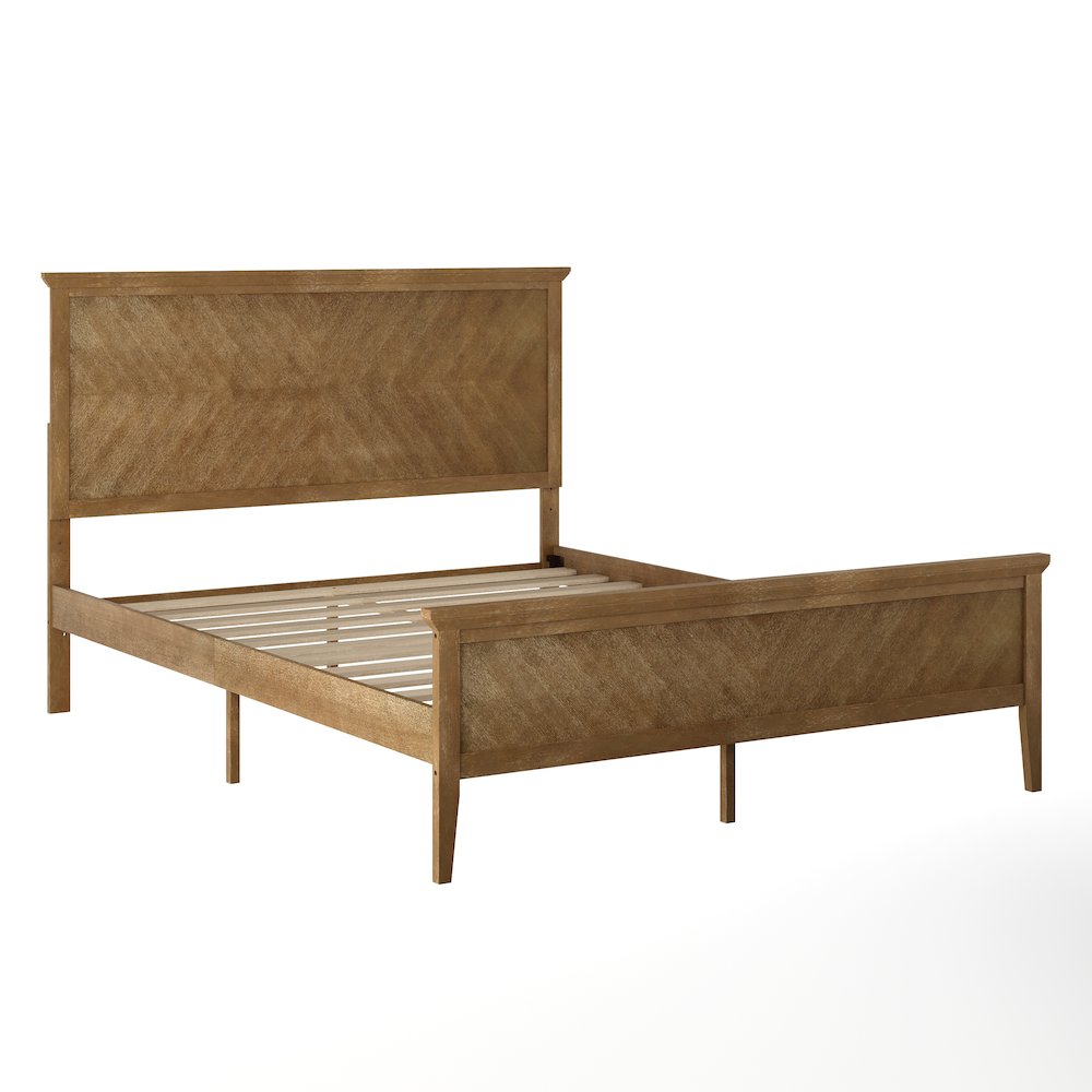 Queen Size Solid Wood Platform Bed Frame, Light Brown. Picture 1