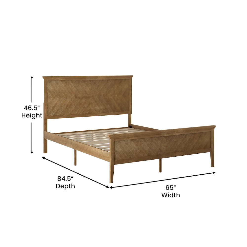 Queen Size Solid Wood Platform Bed Frame, Light Brown. Picture 5