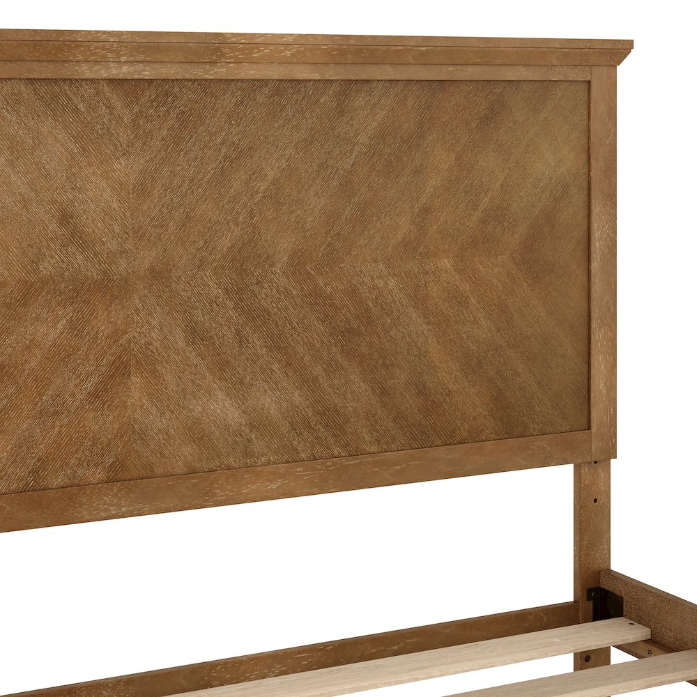Queen Size Solid Wood Platform Bed Frame, Light Brown. Picture 8