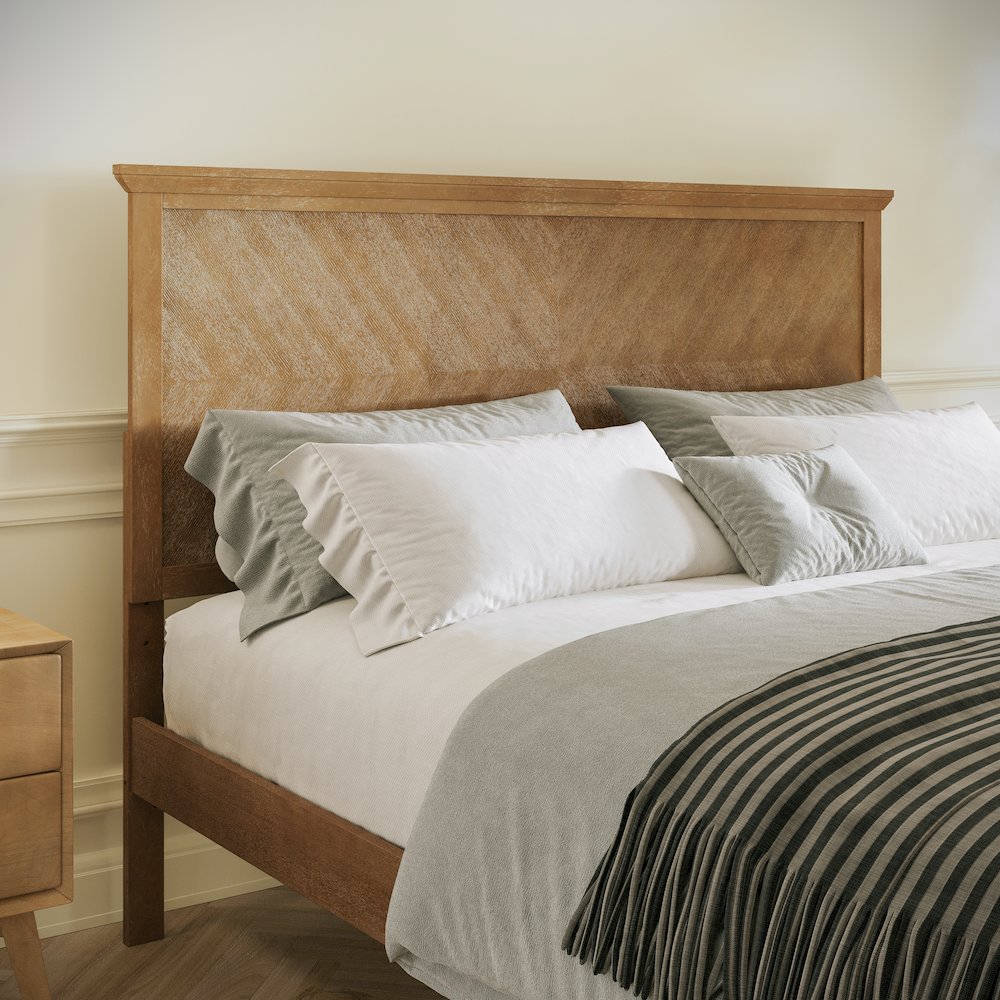 Queen Size Solid Wood Platform Bed Frame, Light Brown. Picture 6