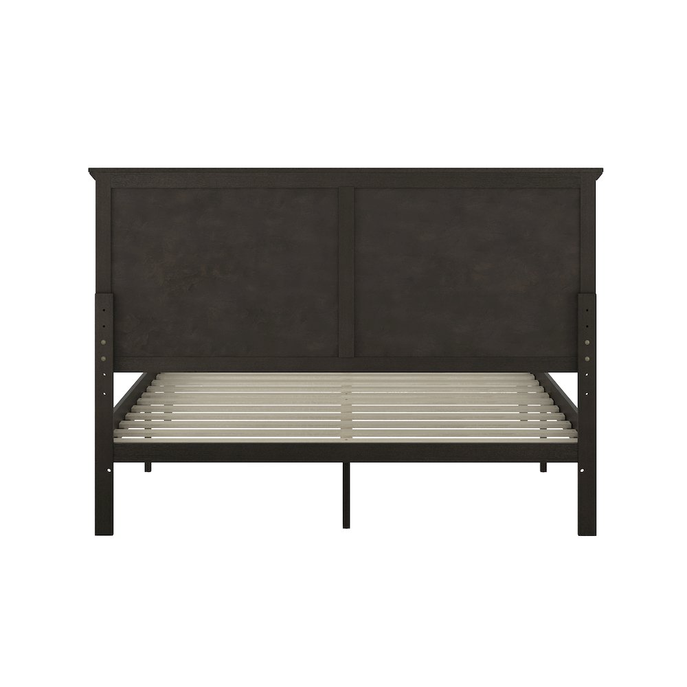 Queen Size Solid Wood Platform Bed Frame, Dark Gray. Picture 7