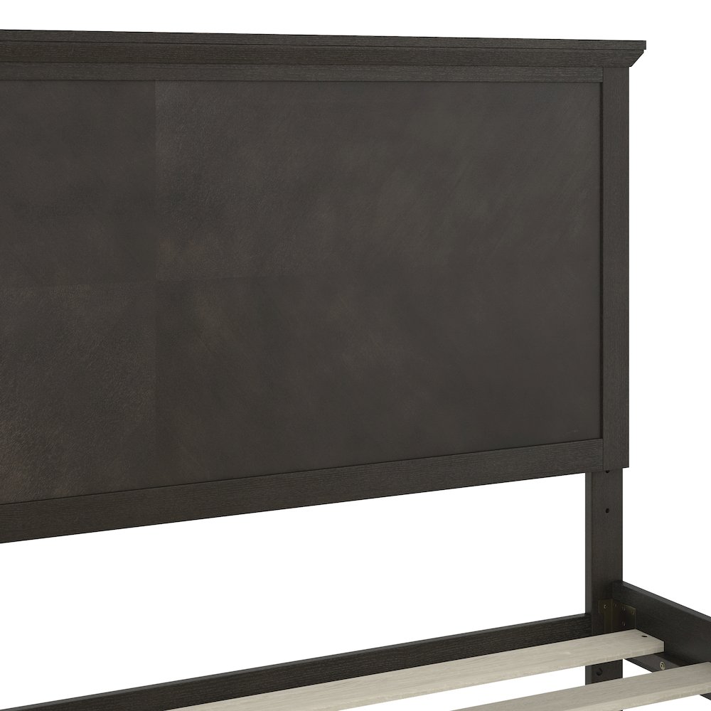 Queen Size Solid Wood Platform Bed Frame, Dark Gray. Picture 8