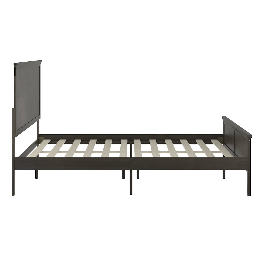 Queen Size Solid Wood Platform Bed Frame, Dark Gray. Picture 9