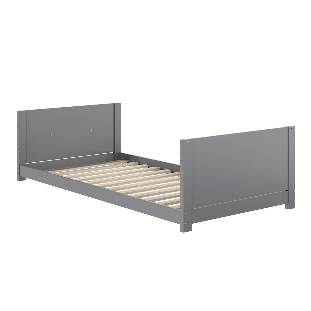 Bunk Bed Twin Over Twin, Convertible Solid Wood Bunk Bed Frame, Gray. Picture 13