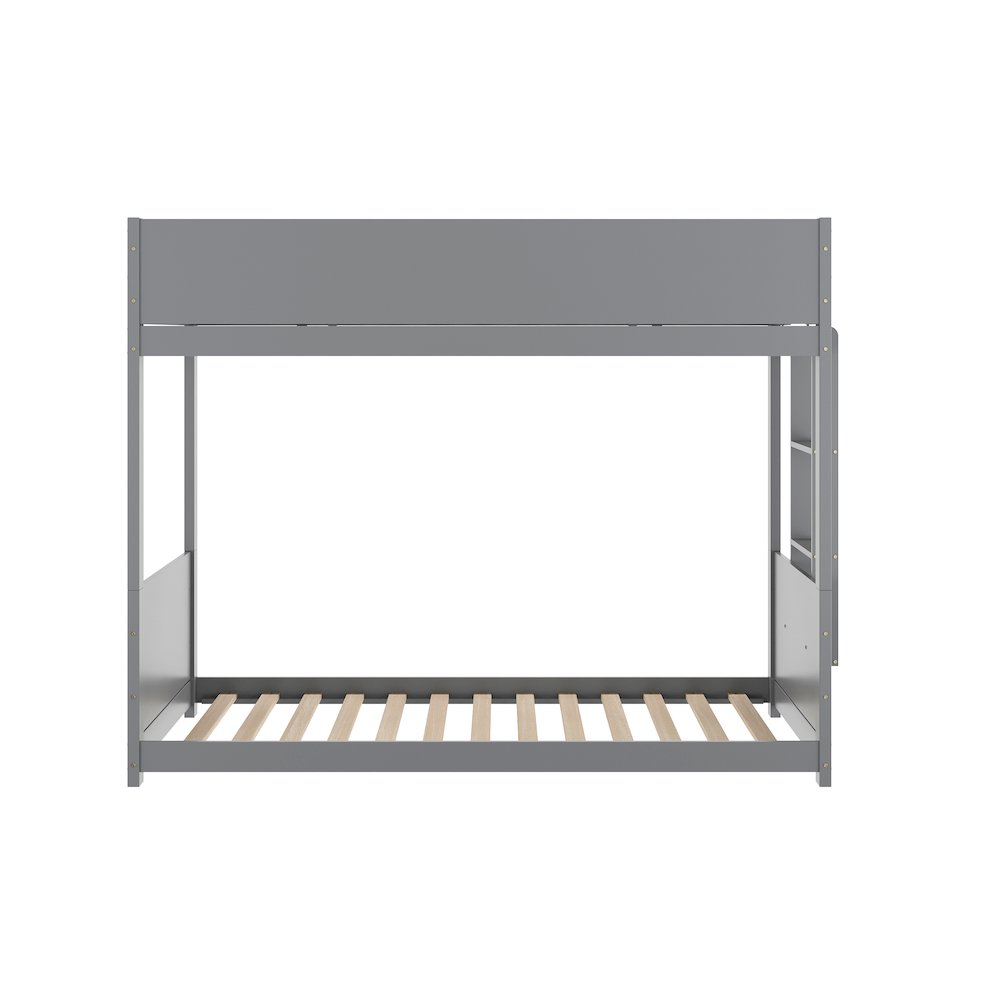 Bunk Bed Twin Over Twin, Convertible Solid Wood Bunk Bed Frame, Gray. Picture 10