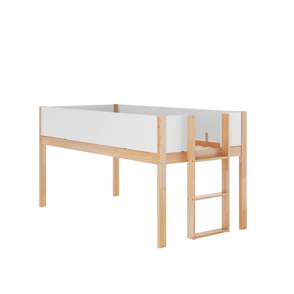Bunk Bed Twin Over Twin, Convertible Solid Wood Bunk Bed Frame, White/Natural. Picture 12