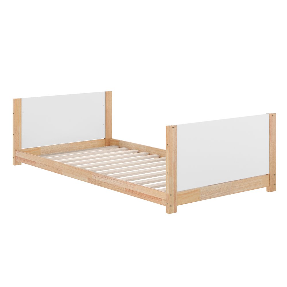 Bunk Bed Twin Over Twin, Convertible Solid Wood Bunk Bed Frame, White/Natural. Picture 13