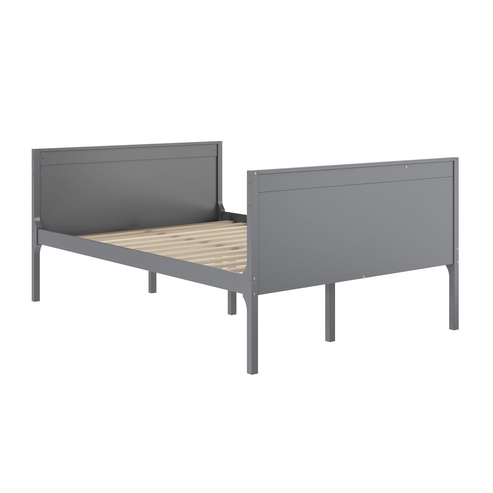 Bunk Bed Twin Over Full, Convertible Slatted Solid Wood Bunk Bed Frame, Gray. Picture 12