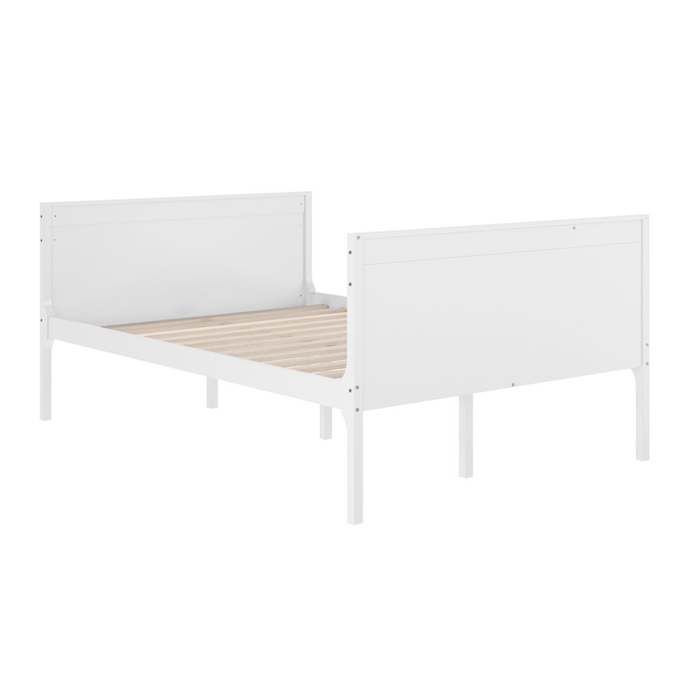 Bunk Bed Twin Over Full, Convertible Slatted Solid Wood Bunk Bed Frame, White. Picture 12