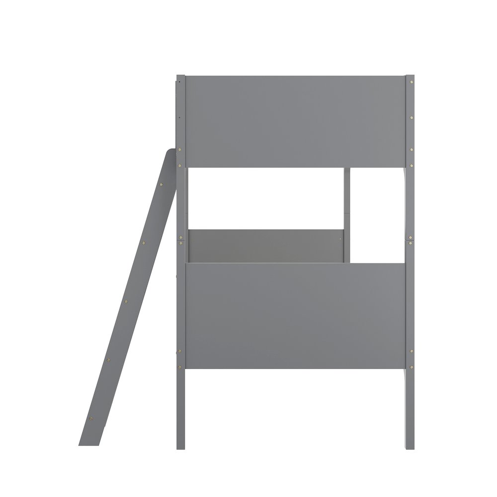 Bunk Bed Twin Over Twin, Convertible Slatted Solid Wood Bunk Bed Frame, Gray. Picture 8