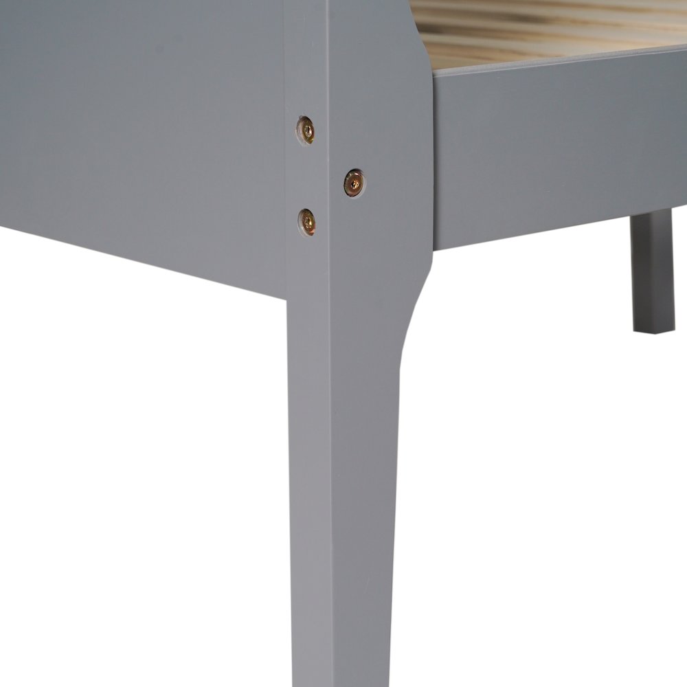 Bunk Bed Twin Over Twin, Convertible Slatted Solid Wood Bunk Bed Frame, Gray. Picture 15