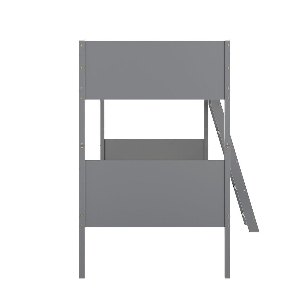 Bunk Bed Twin Over Twin, Convertible Slatted Solid Wood Bunk Bed Frame, Gray. Picture 11