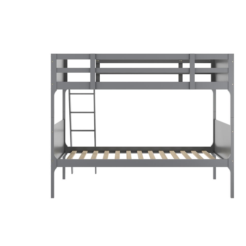 Bunk Bed Twin Over Twin, Convertible Slatted Solid Wood Bunk Bed Frame, Gray. Picture 10