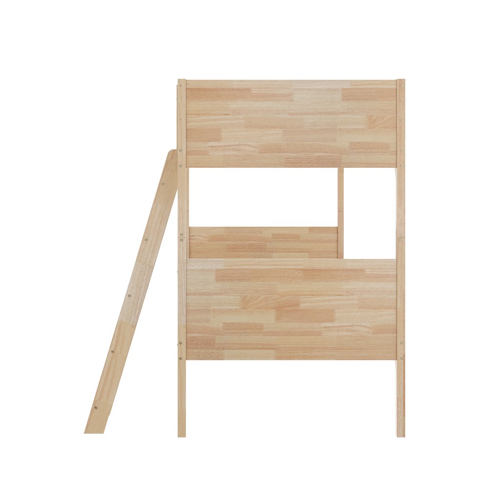 Bunk Bed Twin Over Twin, Convertible Slatted Solid Wood Bunk Bed Frame, Natural. Picture 8