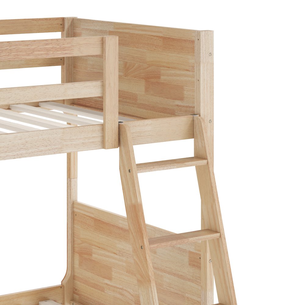 Bunk Bed Twin Over Twin, Convertible Slatted Solid Wood Bunk Bed Frame, Natural. Picture 9