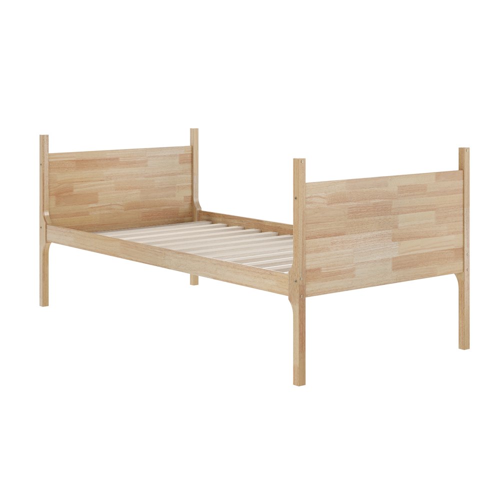 Bunk Bed Twin Over Twin, Convertible Slatted Solid Wood Bunk Bed Frame, Natural. Picture 12