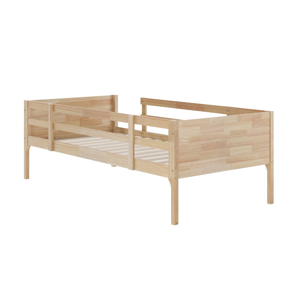 Bunk Bed Twin Over Twin, Convertible Slatted Solid Wood Bunk Bed Frame, Natural. Picture 13