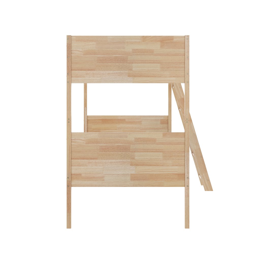 Bunk Bed Twin Over Twin, Convertible Slatted Solid Wood Bunk Bed Frame, Natural. Picture 11