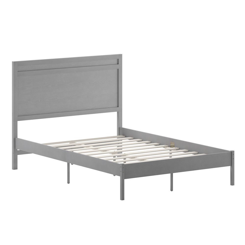 Modern Full Size Wooden Platform Bed with Headboard. Picture 1