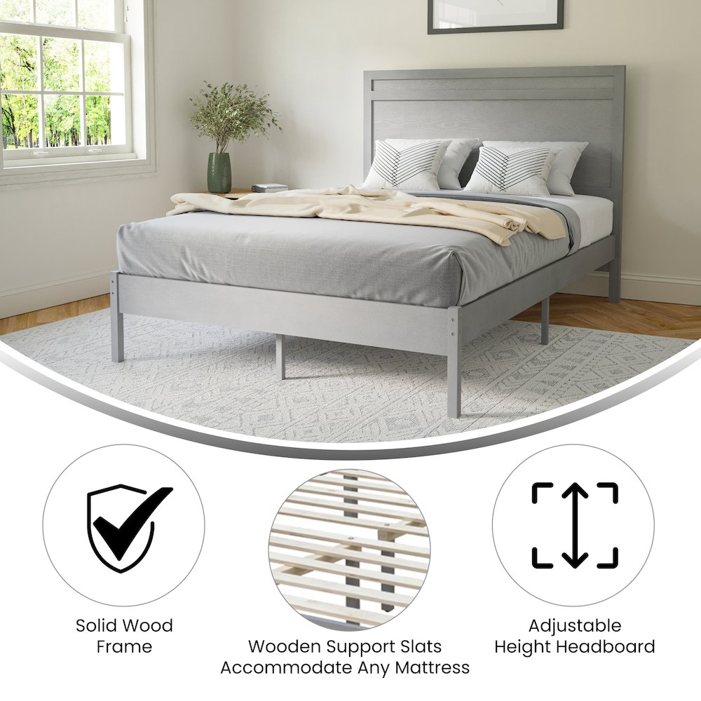 Modern Full Size Wooden Platform Bed with Headboard. Picture 4