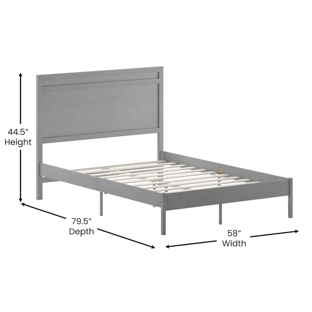 Modern Full Size Wooden Platform Bed with Headboard. Picture 5