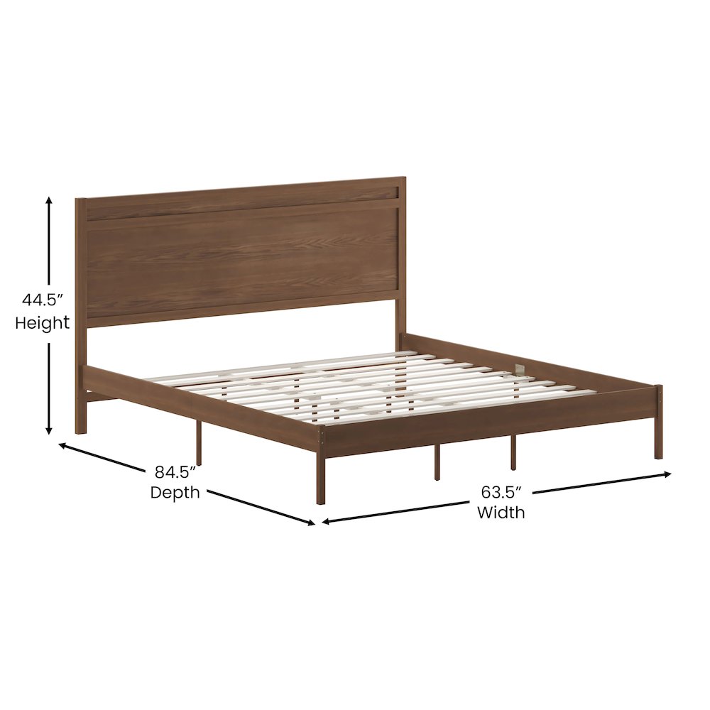 Modern King Size Wooden Platform Bed with Headboard. Picture 5