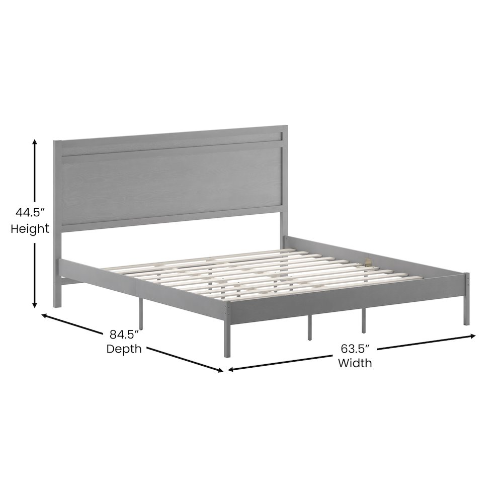 Modern King Size Wooden Platform Bed with Headboard. Picture 5