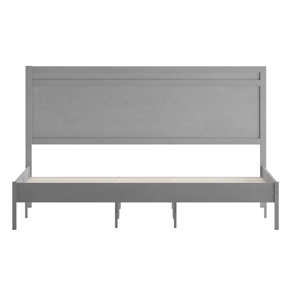 Modern King Size Wooden Platform Bed with Headboard. Picture 10