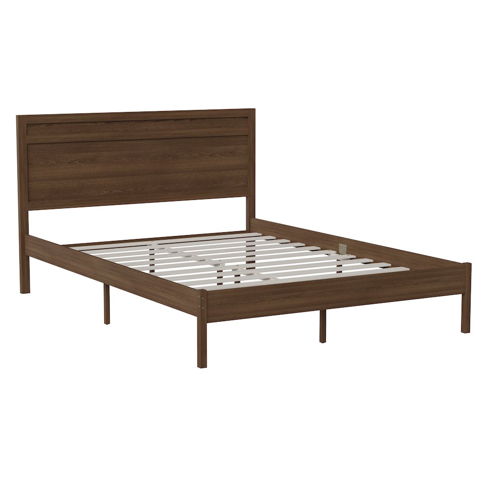 Modern Queen Size Wooden Platform Bed with Headboard. Picture 1