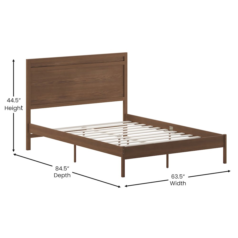 Modern Queen Size Wooden Platform Bed with Headboard. Picture 5