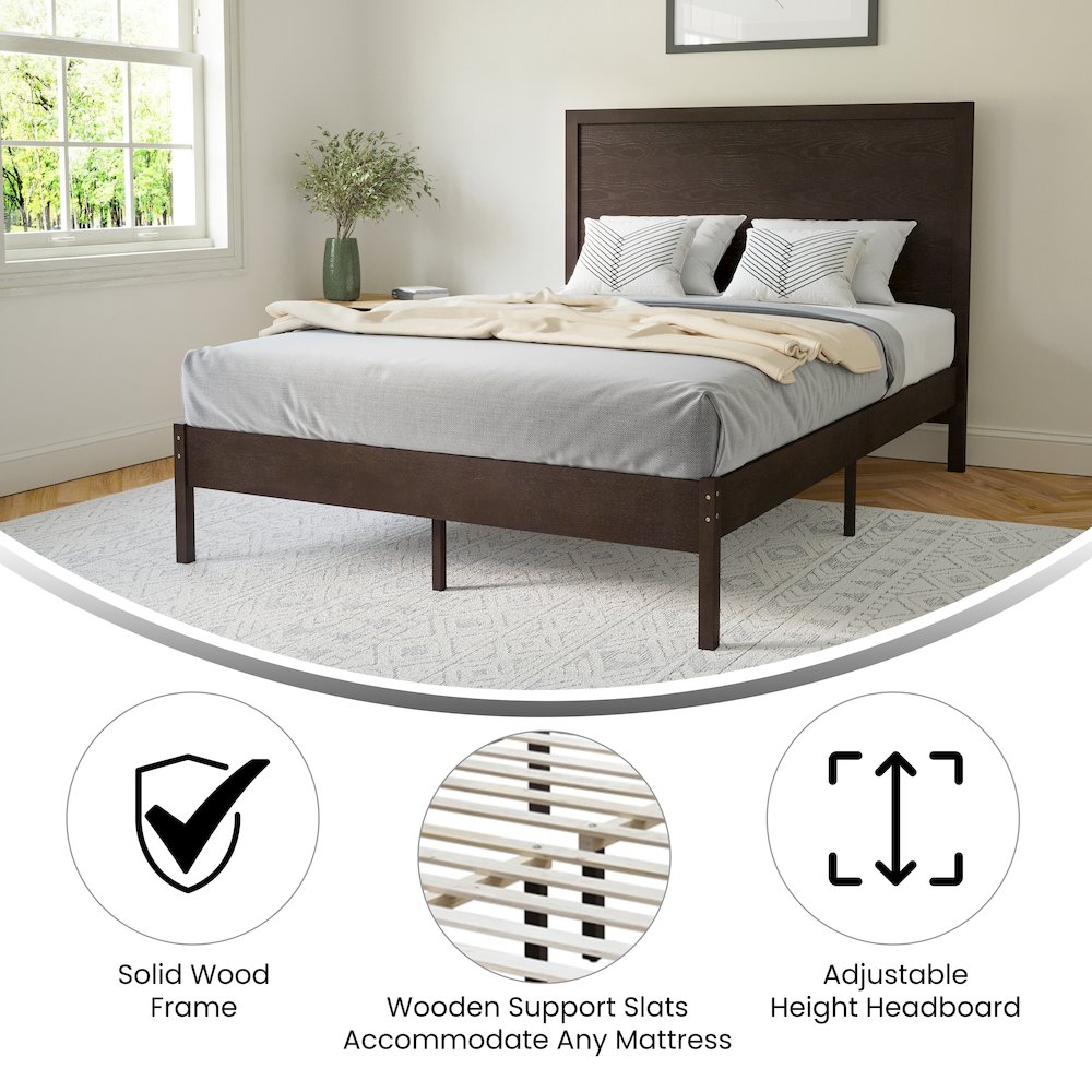 Modern Full Size Wooden Platform Bed with Headboard. Picture 4