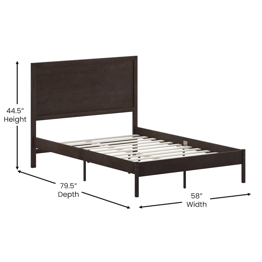 Modern Full Size Wooden Platform Bed with Headboard. Picture 5