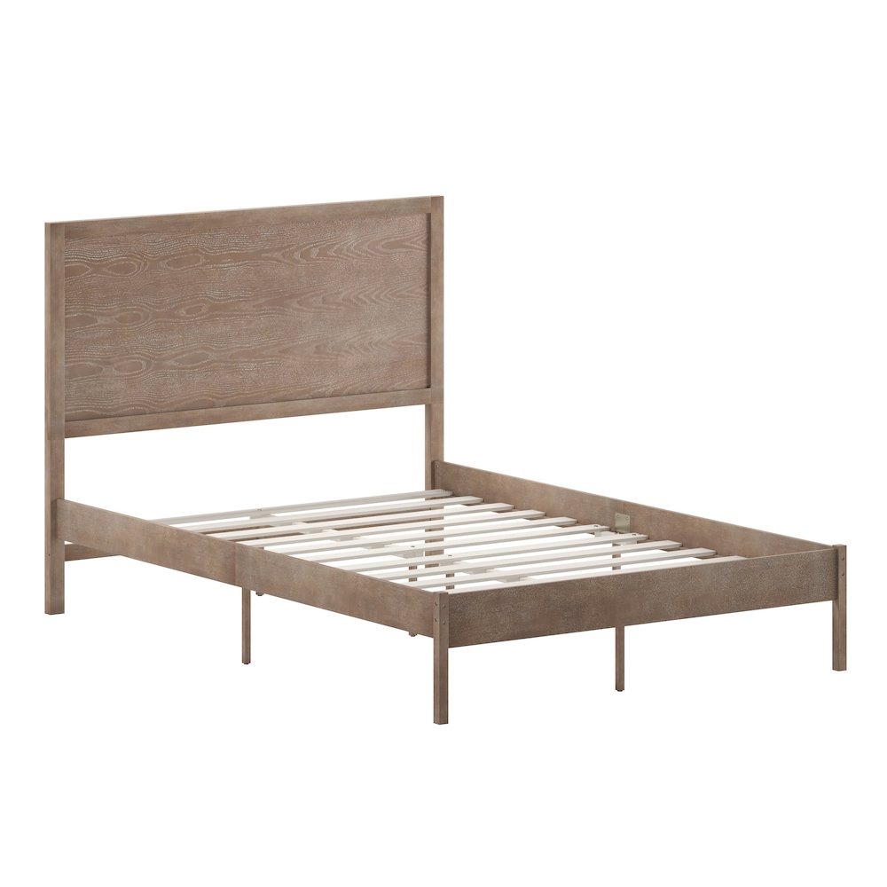 Modern Full Size Wooden Platform Bed with Headboard. Picture 1