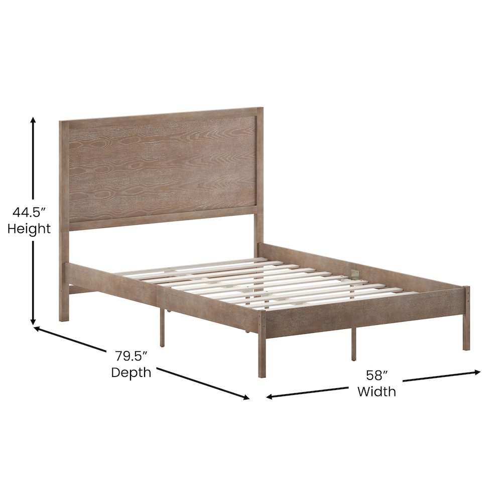 Modern Full Size Wooden Platform Bed with Headboard. Picture 5