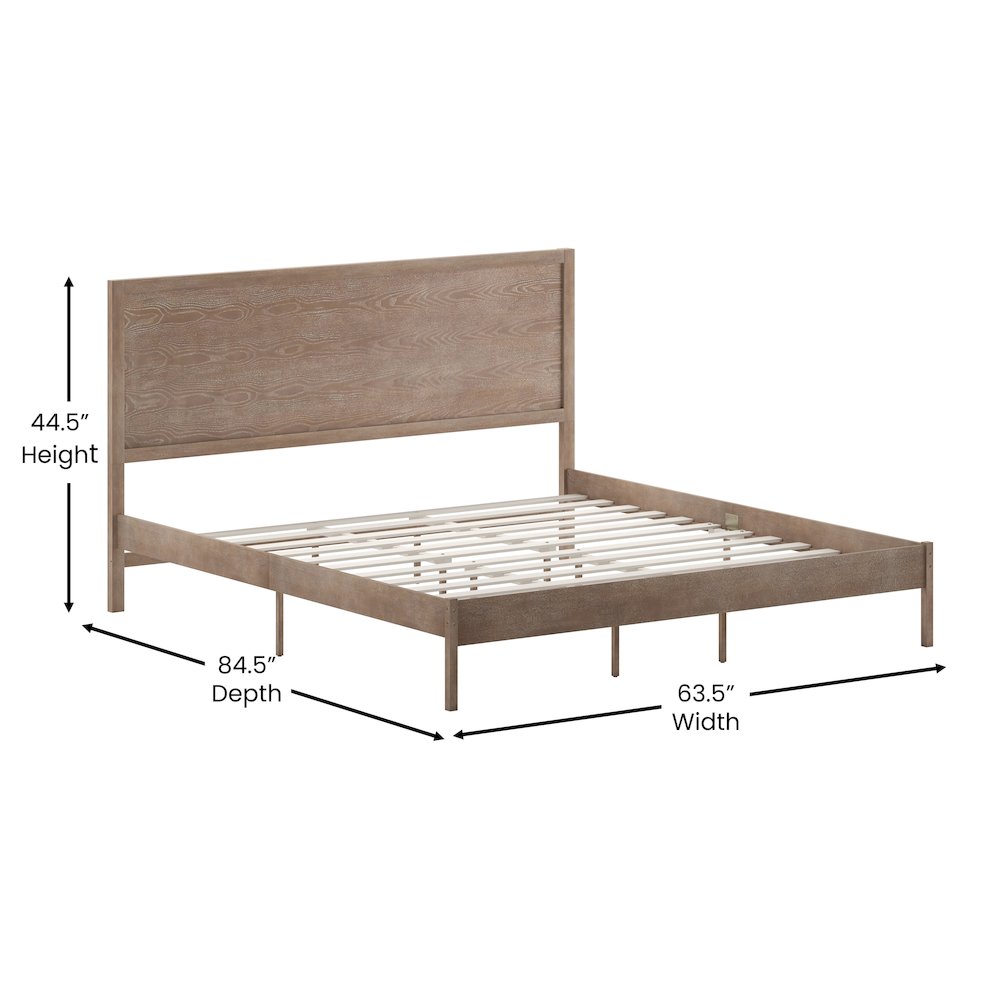 Modern King Size Wooden Platform Bed with Headboard. Picture 5