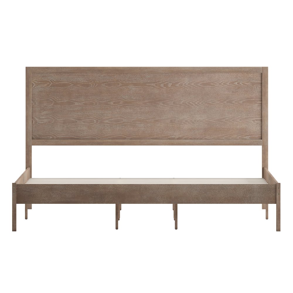 Modern King Size Wooden Platform Bed with Headboard. Picture 10