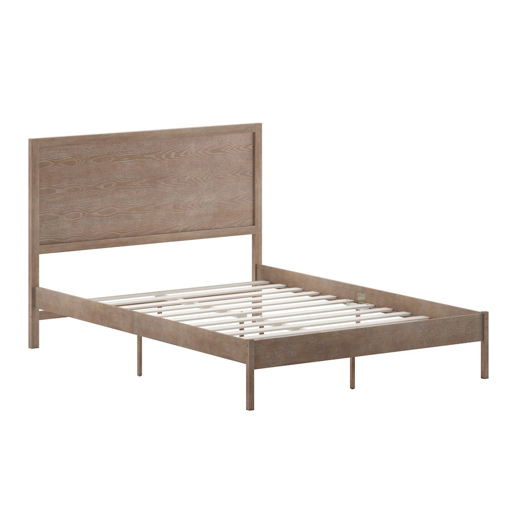 Modern Queen Size Wooden Platform Bed with Headboard. Picture 1