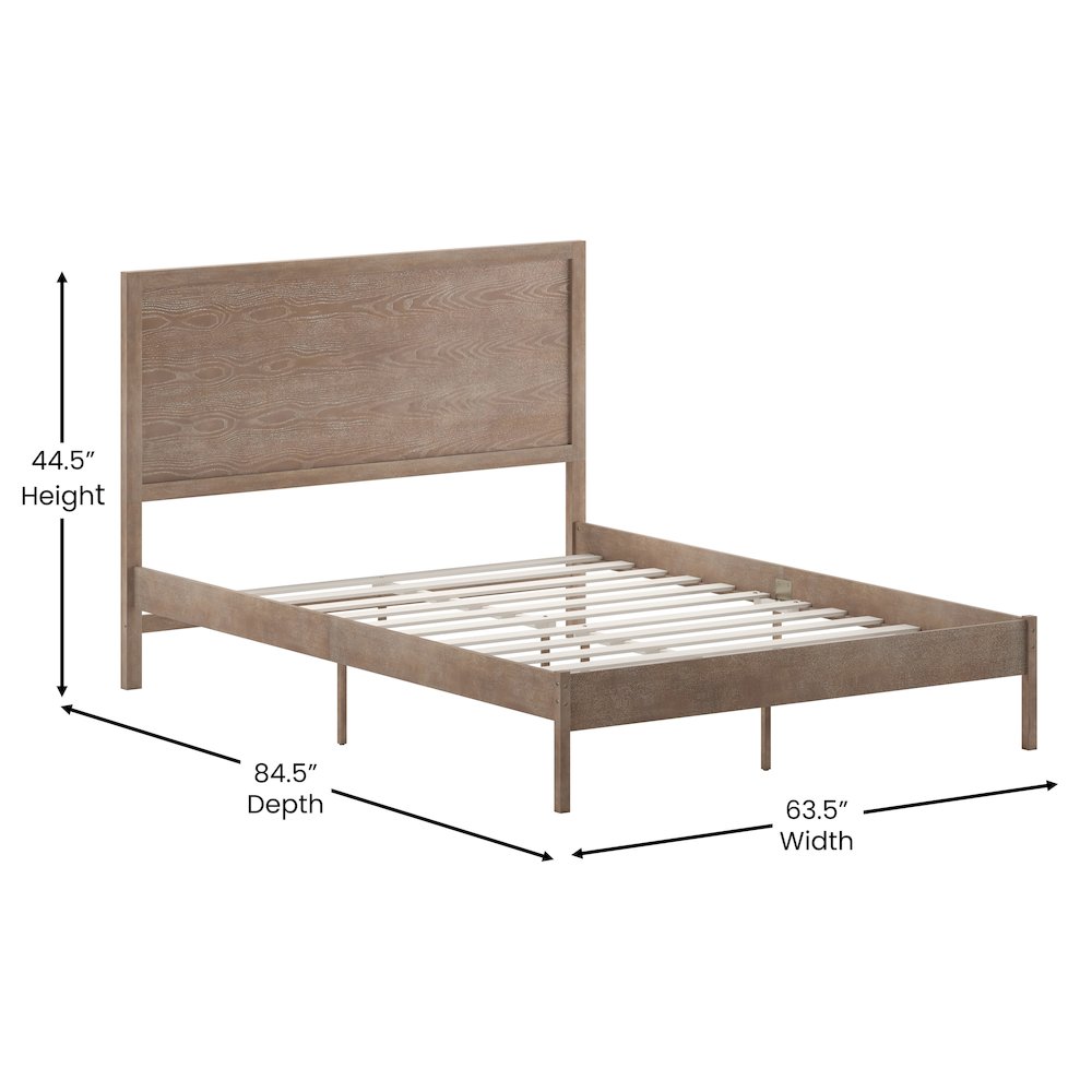 Modern Queen Size Wooden Platform Bed with Headboard. Picture 5