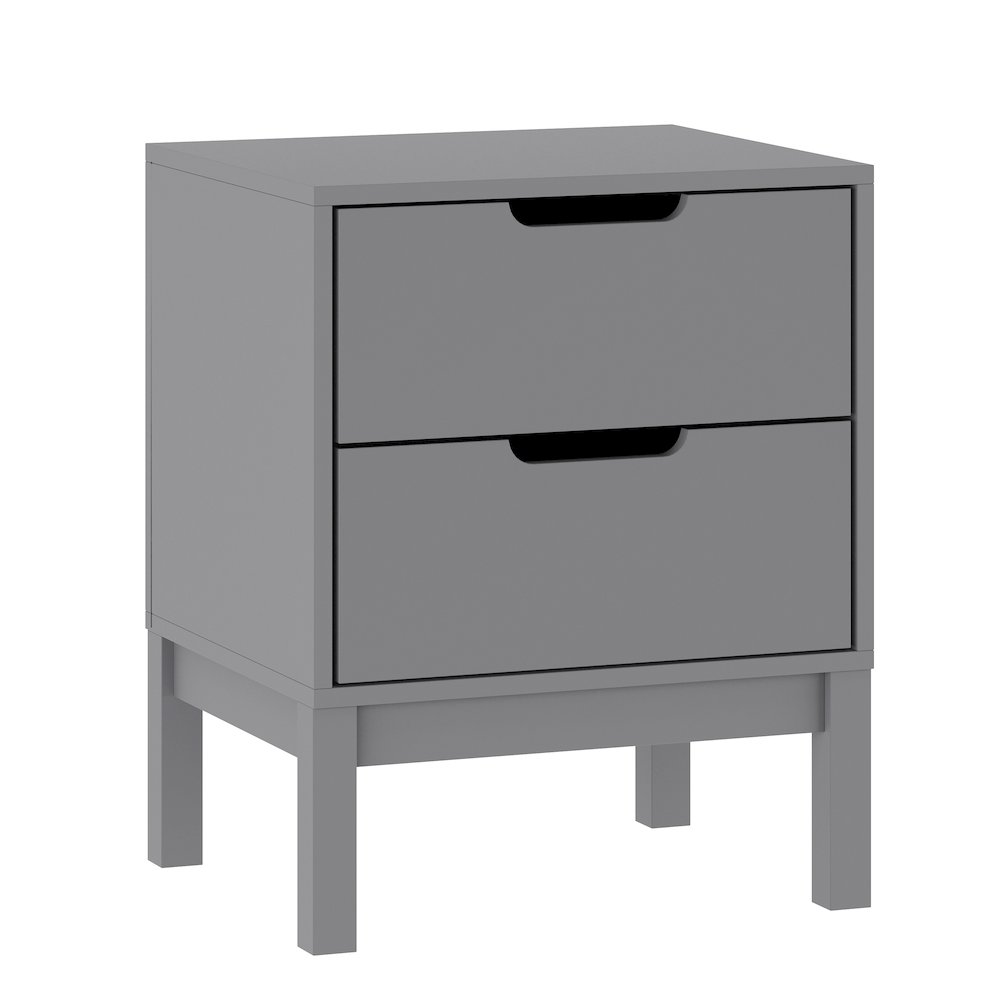 Dallas Wooden Night Stand, Bedroom Side Table with 2 Storage Drawers in Gray. Picture 1