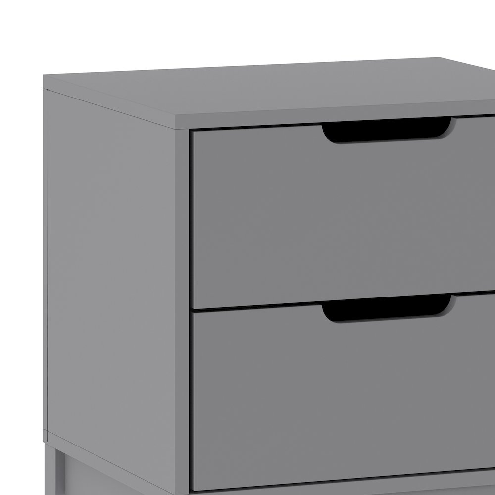 Dallas Wooden Night Stand, Bedroom Side Table with 2 Storage Drawers in Gray. Picture 7