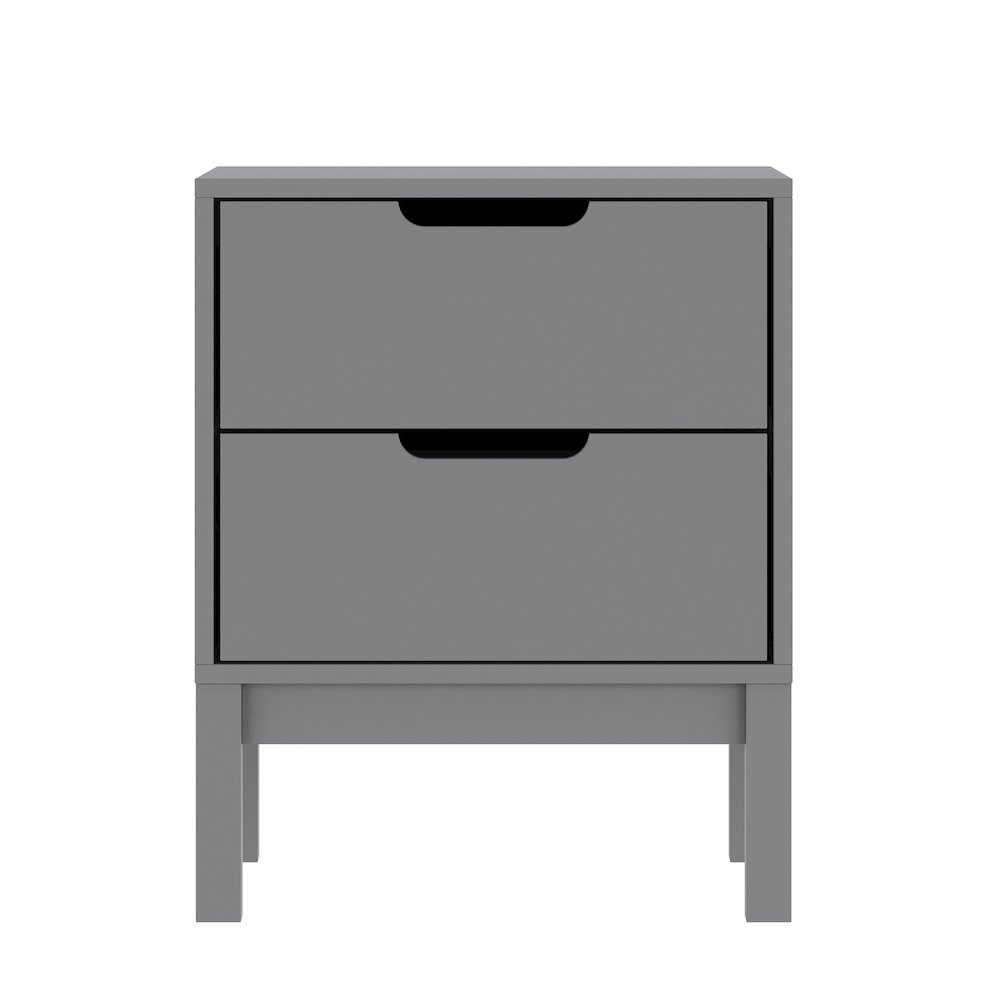 Dallas Wooden Night Stand, Bedroom Side Table with 2 Storage Drawers in Gray. Picture 9