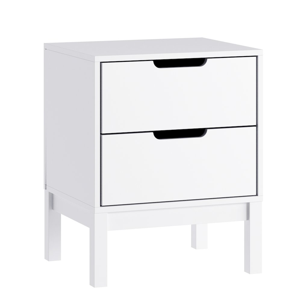 Dallas Wooden Night Stand, Bedroom Side Table with 2 Storage Drawers in White. Picture 1