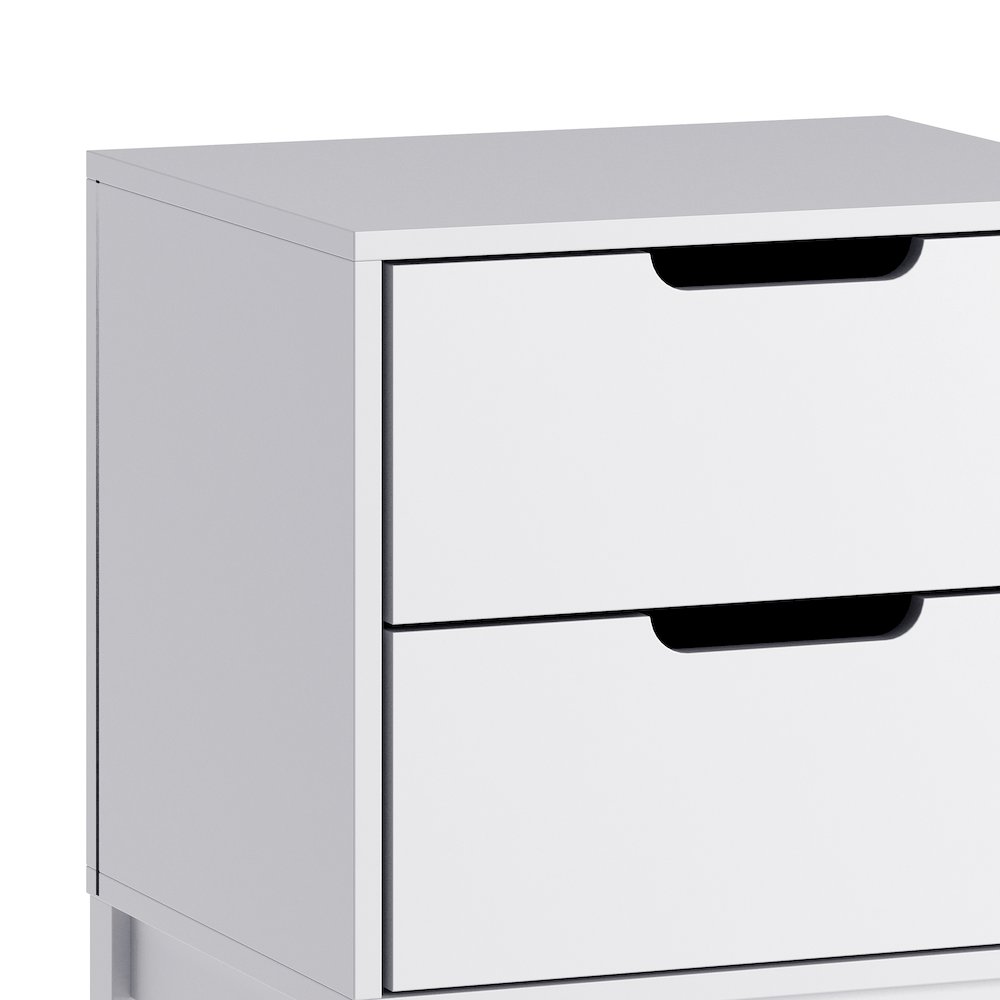 Dallas Wooden Night Stand, Bedroom Side Table with 2 Storage Drawers in White. Picture 7