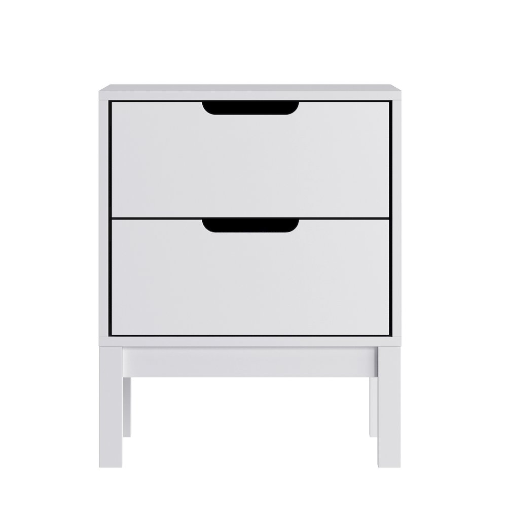Dallas Wooden Night Stand, Bedroom Side Table with 2 Storage Drawers in White. Picture 9