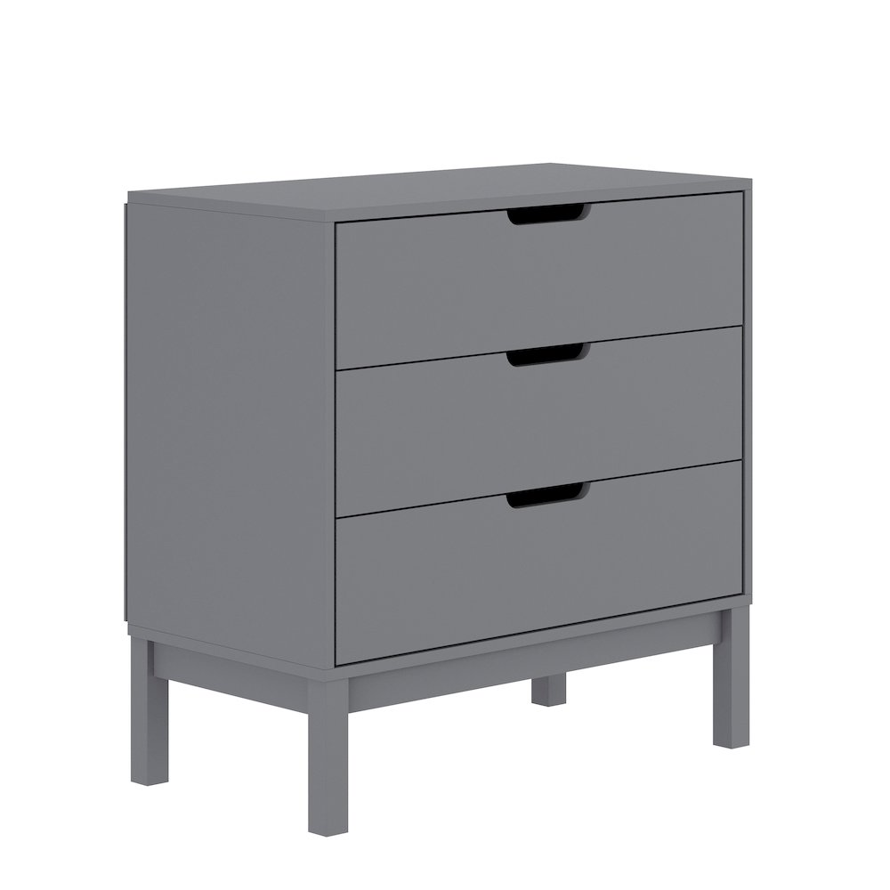 Dallas Wooden 3-Drawer Dresser for Bedroom, Chest of Drawers for Kids in Gray. Picture 1