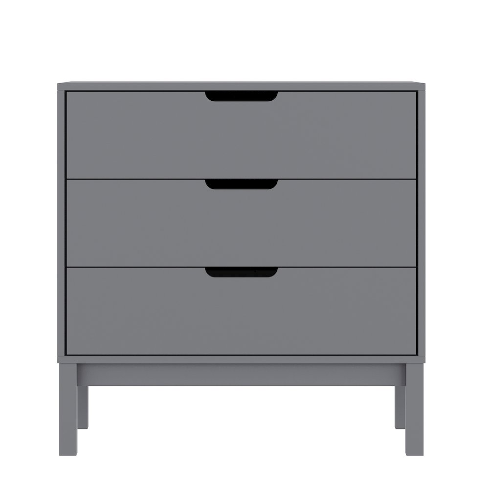 Dallas Wooden 3-Drawer Dresser for Bedroom, Chest of Drawers for Kids in Gray. Picture 9