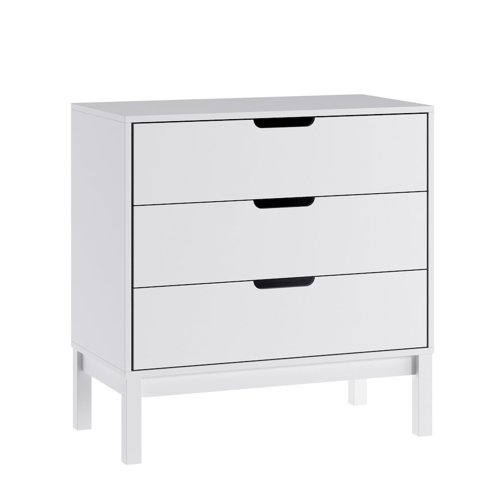 Dallas Wooden 3-Drawer Dresser for Bedroom, Chest of Drawers for Kids in White. Picture 1