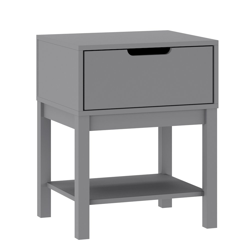 Dallas Wooden Night Stand, Bedroom Side Table with Storage Drawer in Gray. Picture 1