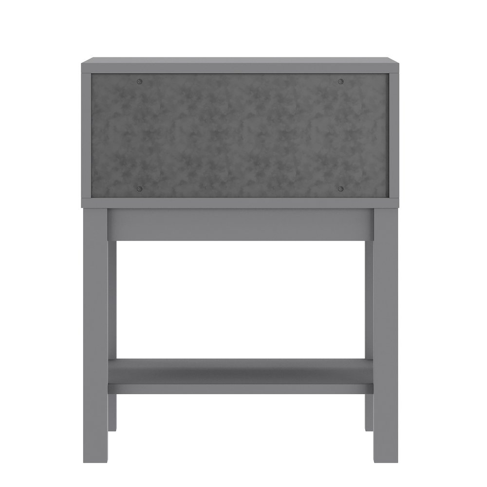 Dallas Wooden Night Stand, Bedroom Side Table with Storage Drawer in Gray. Picture 6